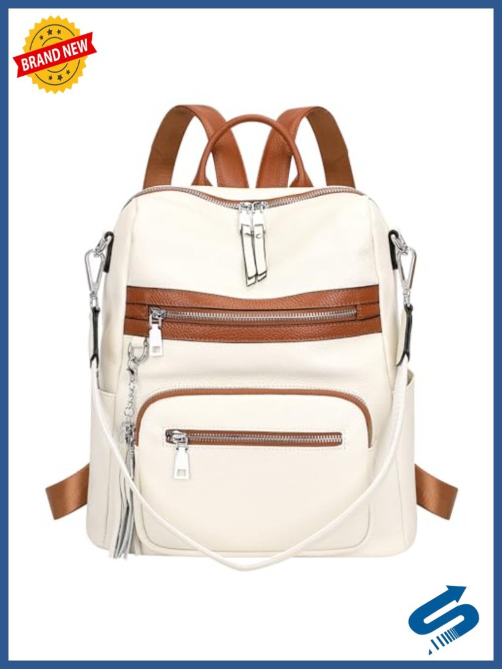 Genuine Leather Backpack for Women Soft Large Capacity Daypack Fits Laptop